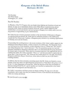 Sebastian Gorka - Congressional Letter