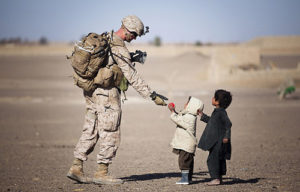 Soldier Giving Gift